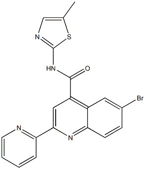 6-bromo-N-(5-methyl-1,3-thiazol-2-yl)-2-pyridin-2-ylquinoline-4-carboxamide Struktur