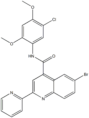 6-bromo-N-(5-chloro-2,4-dimethoxyphenyl)-2-pyridin-2-ylquinoline-4-carboxamide Struktur