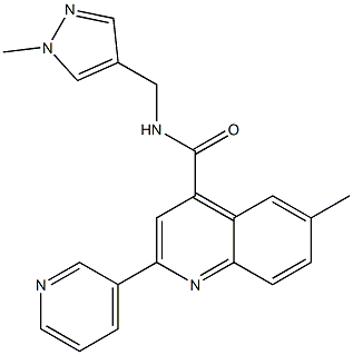 6-methyl-N-[(1-methylpyrazol-4-yl)methyl]-2-pyridin-3-ylquinoline-4-carboxamide Struktur