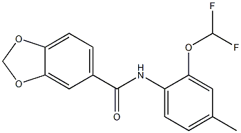 N-[2-(difluoromethoxy)-4-methylphenyl]-1,3-benzodioxole-5-carboxamide Struktur