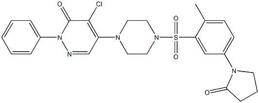 4-chloro-5-[4-[2-methyl-5-(2-oxopyrrolidin-1-yl)phenyl]sulfonylpiperazin-1-yl]-2-phenylpyridazin-3-one Struktur