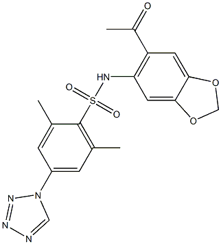 N-(6-acetyl-1,3-benzodioxol-5-yl)-2,6-dimethyl-4-(tetrazol-1-yl)benzenesulfonamide Struktur