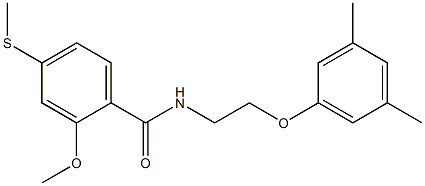 N-[2-(3,5-dimethylphenoxy)ethyl]-2-methoxy-4-methylsulfanylbenzamide Struktur