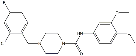 4-[(2-chloro-4-fluorophenyl)methyl]-N-(3,4-dimethoxyphenyl)piperazine-1-carboxamide Struktur