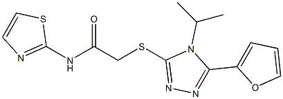 2-[[5-(furan-2-yl)-4-propan-2-yl-1,2,4-triazol-3-yl]sulfanyl]-N-(1,3-thiazol-2-yl)acetamide Struktur