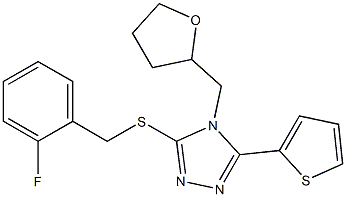 3-[(2-fluorophenyl)methylsulfanyl]-4-(oxolan-2-ylmethyl)-5-thiophen-2-yl-1,2,4-triazole Struktur