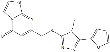 7-[[5-(furan-2-yl)-4-methyl-1,2,4-triazol-3-yl]sulfanylmethyl]-[1,3]thiazolo[3,2-a]pyrimidin-5-one Struktur