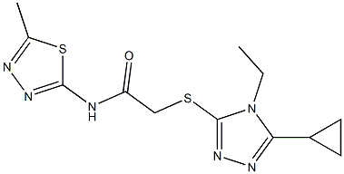 2-[(5-cyclopropyl-4-ethyl-1,2,4-triazol-3-yl)sulfanyl]-N-(5-methyl-1,3,4-thiadiazol-2-yl)acetamide Struktur