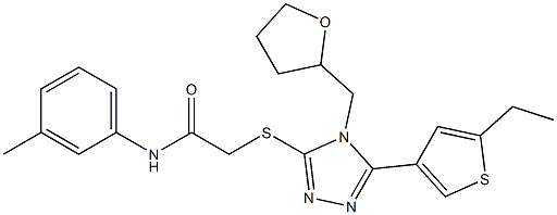 2-[[5-(5-ethylthiophen-3-yl)-4-(oxolan-2-ylmethyl)-1,2,4-triazol-3-yl]sulfanyl]-N-(3-methylphenyl)acetamide Struktur