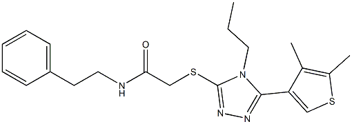 2-[[5-(4,5-dimethylthiophen-3-yl)-4-propyl-1,2,4-triazol-3-yl]sulfanyl]-N-(2-phenylethyl)acetamide Struktur