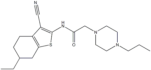 N-(3-cyano-6-ethyl-4,5,6,7-tetrahydro-1-benzothiophen-2-yl)-2-(4-propylpiperazin-1-yl)acetamide Struktur