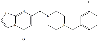 7-[[4-[(3-fluorophenyl)methyl]piperazin-1-yl]methyl]-[1,3]thiazolo[3,2-a]pyrimidin-5-one Struktur