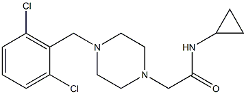 N-cyclopropyl-2-[4-[(2,6-dichlorophenyl)methyl]piperazin-1-yl]acetamide Struktur