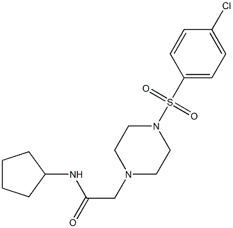 2-[4-(4-chlorophenyl)sulfonylpiperazin-1-yl]-N-cyclopentylacetamide Struktur