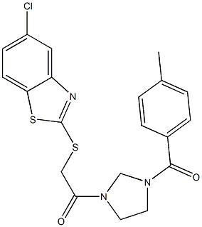 2-[(5-chloro-1,3-benzothiazol-2-yl)sulfanyl]-1-[3-(4-methylbenzoyl)imidazolidin-1-yl]ethanone Struktur