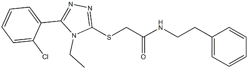 2-[[5-(2-chlorophenyl)-4-ethyl-1,2,4-triazol-3-yl]sulfanyl]-N-(2-phenylethyl)acetamide Struktur