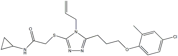 2-[[5-[3-(4-chloro-2-methylphenoxy)propyl]-4-prop-2-enyl-1,2,4-triazol-3-yl]sulfanyl]-N-cyclopropylacetamide Struktur