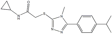 N-cyclopropyl-2-[[4-methyl-5-(4-propan-2-ylphenyl)-1,2,4-triazol-3-yl]sulfanyl]acetamide Struktur