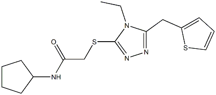 N-cyclopentyl-2-[[4-ethyl-5-(thiophen-2-ylmethyl)-1,2,4-triazol-3-yl]sulfanyl]acetamide Struktur