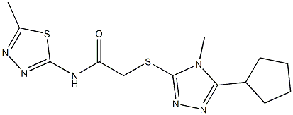 2-[(5-cyclopentyl-4-methyl-1,2,4-triazol-3-yl)sulfanyl]-N-(5-methyl-1,3,4-thiadiazol-2-yl)acetamide Struktur