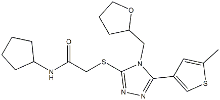 N-cyclopentyl-2-[[5-(5-methylthiophen-3-yl)-4-(oxolan-2-ylmethyl)-1,2,4-triazol-3-yl]sulfanyl]acetamide Struktur