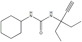 1-cyclohexyl-3-(3-ethylpent-1-yn-3-yl)urea Struktur