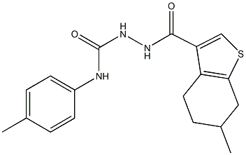 1-(4-methylphenyl)-3-[(6-methyl-4,5,6,7-tetrahydro-1-benzothiophene-3-carbonyl)amino]urea Struktur