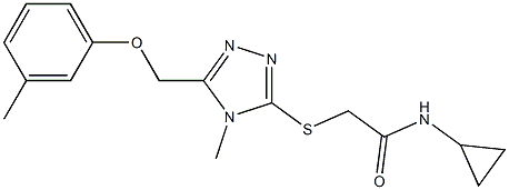 N-cyclopropyl-2-[[4-methyl-5-[(3-methylphenoxy)methyl]-1,2,4-triazol-3-yl]sulfanyl]acetamide Struktur