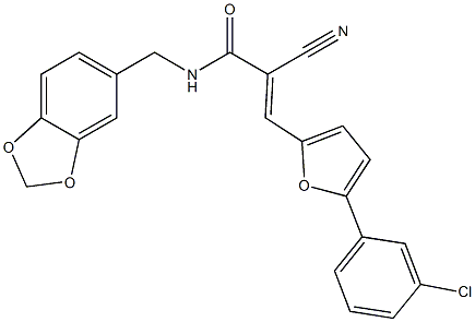 (E)-N-(1,3-benzodioxol-5-ylmethyl)-3-[5-(3-chlorophenyl)furan-2-yl]-2-cyanoprop-2-enamide Struktur