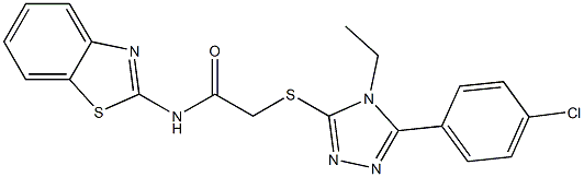 N-(1,3-benzothiazol-2-yl)-2-[[5-(4-chlorophenyl)-4-ethyl-1,2,4-triazol-3-yl]sulfanyl]acetamide Struktur