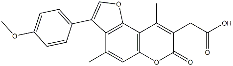 2-[3-(4-methoxyphenyl)-4,9-dimethyl-7-oxofuro[2,3-f]chromen-8-yl]acetic acid Struktur