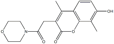 7-hydroxy-4,8-dimethyl-3-(2-morpholin-4-yl-2-oxoethyl)chromen-2-one Struktur