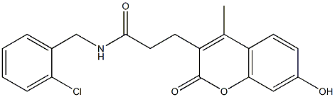 N-[(2-chlorophenyl)methyl]-3-(7-hydroxy-4-methyl-2-oxochromen-3-yl)propanamide Struktur