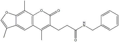 N-benzyl-3-(3,5,9-trimethyl-7-oxofuro[3,2-g]chromen-6-yl)propanamide Struktur