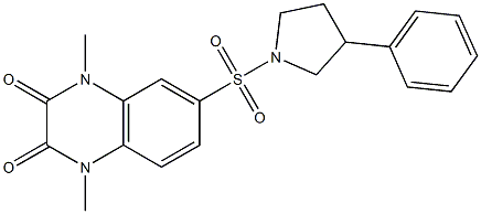 1,4-dimethyl-6-(3-phenylpyrrolidin-1-yl)sulfonylquinoxaline-2,3-dione Struktur