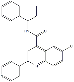 6-chloro-N-(1-phenylpropyl)-2-pyridin-4-ylquinoline-4-carboxamide Struktur