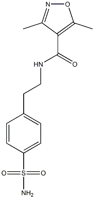 3,5-dimethyl-N-[2-(4-sulfamoylphenyl)ethyl]-1,2-oxazole-4-carboxamide Struktur