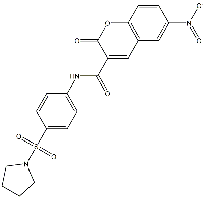 6-nitro-2-oxo-N-(4-pyrrolidin-1-ylsulfonylphenyl)chromene-3-carboxamide Struktur