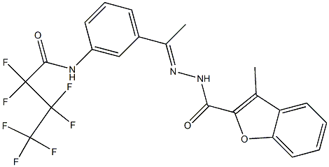 N-[(E)-1-[3-(2,2,3,3,4,4,4-heptafluorobutanoylamino)phenyl]ethylideneamino]-3-methyl-1-benzofuran-2-carboxamide Struktur