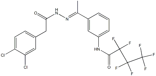 N-[3-[(E)-N-[[2-(3,4-dichlorophenyl)acetyl]amino]-C-methylcarbonimidoyl]phenyl]-2,2,3,3,4,4,4-heptafluorobutanamide Struktur