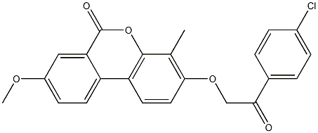 3-[2-(4-chlorophenyl)-2-oxoethoxy]-8-methoxy-4-methylbenzo[c]chromen-6-one Struktur