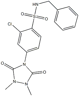 N-benzyl-2-chloro-4-(1,2-dimethyl-3,5-dioxo-1,2,4-triazolidin-4-yl)benzenesulfonamide Struktur