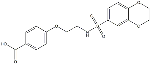 4-[2-(2,3-dihydro-1,4-benzodioxin-6-ylsulfonylamino)ethoxy]benzoic acid Struktur