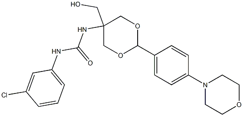 1-(3-chlorophenyl)-3-[5-(hydroxymethyl)-2-(4-morpholin-4-ylphenyl)-1,3-dioxan-5-yl]urea Struktur