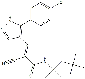 (E)-3-[5-(4-chlorophenyl)-1H-pyrazol-4-yl]-2-cyano-N-(2,4,4-trimethylpentan-2-yl)prop-2-enamide Struktur