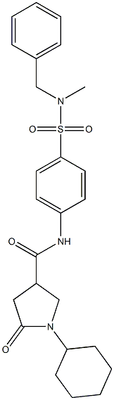 N-[4-[benzyl(methyl)sulfamoyl]phenyl]-1-cyclohexyl-5-oxopyrrolidine-3-carboxamide Struktur