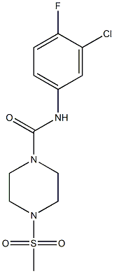 N-(3-chloro-4-fluorophenyl)-4-methylsulfonylpiperazine-1-carboxamide Struktur