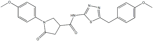 1-(4-methoxyphenyl)-N-[5-[(4-methoxyphenyl)methyl]-1,3,4-thiadiazol-2-yl]-5-oxopyrrolidine-3-carboxamide Struktur