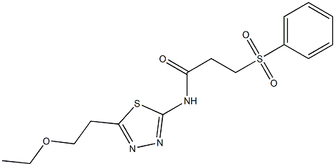 3-(benzenesulfonyl)-N-[5-(2-ethoxyethyl)-1,3,4-thiadiazol-2-yl]propanamide Struktur