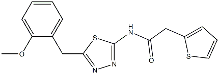 N-[5-[(2-methoxyphenyl)methyl]-1,3,4-thiadiazol-2-yl]-2-thiophen-2-ylacetamide Struktur